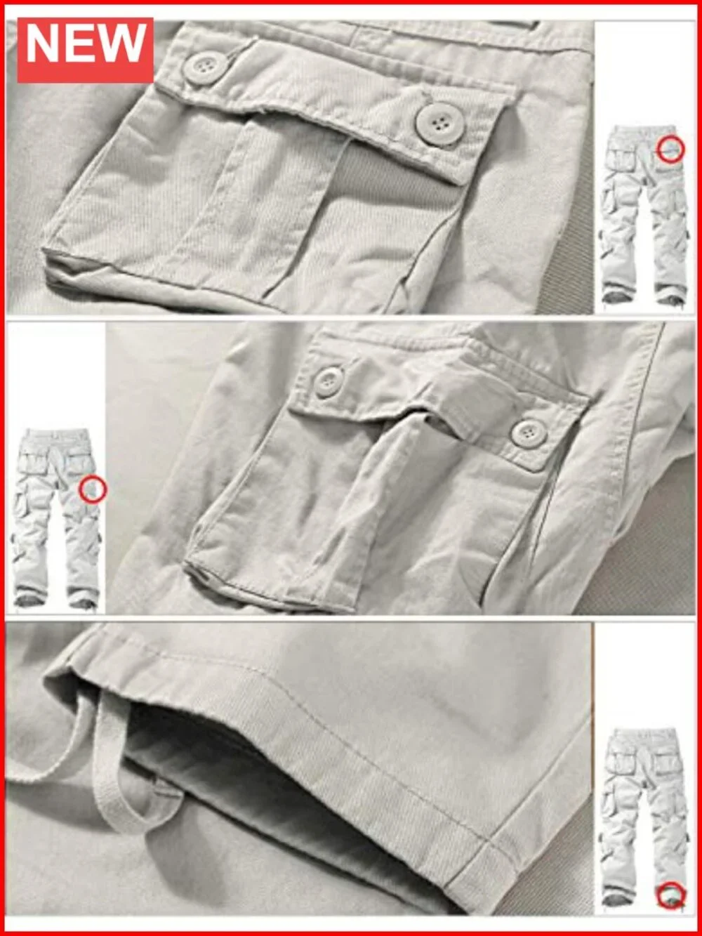 Men's Cargo Pants 8 Pockets Adjustable Drawstring Waist Cotton Twill